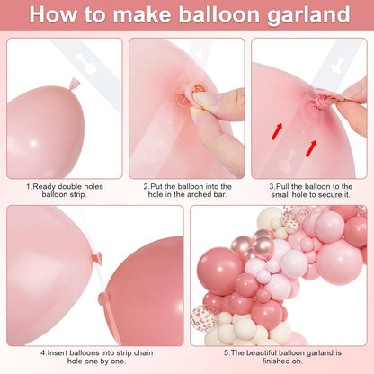 Amandir 153pcs Pink Purple Balloon Garland Arch Kit, Different Sizes 18 12 10 5 inch Pink Purple Red Latex Metallic Confetti Purple Balloons for Girl Women Birthday Bridal Baby Shower Party Decoration