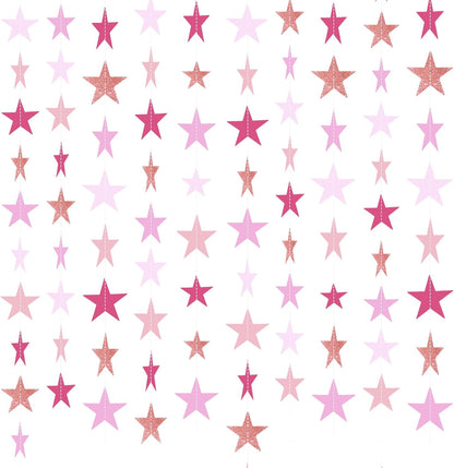 Patelai Glitter Star Garland Banner 2026 Graduation Decor 130 Feet Star Hanging Banner Twinkle Backdrop for Party Birthday Classroom Wedding Supplies(Gold)