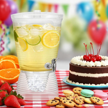 2 Pcs Beverage Dispenser with Spigot 2.7 Gallon/ 10L Plastic Drink Dispenser with Detachable Base Iced Juice Container Drink Dispenser Unbreakablefor Restaurants, Hotels, Parties