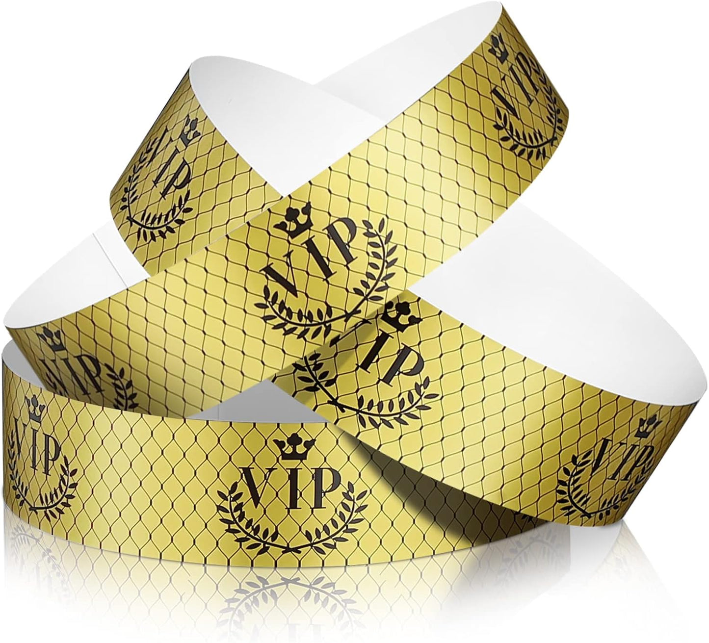 Jadive 500 Pieces Paper Wristbands VIP Plastic Waterproof Party Identification Wristbands Party Bracelets for Events Amusement Parks, Club, Concerts, Fairs, Festivals and Events(Black, Gold)