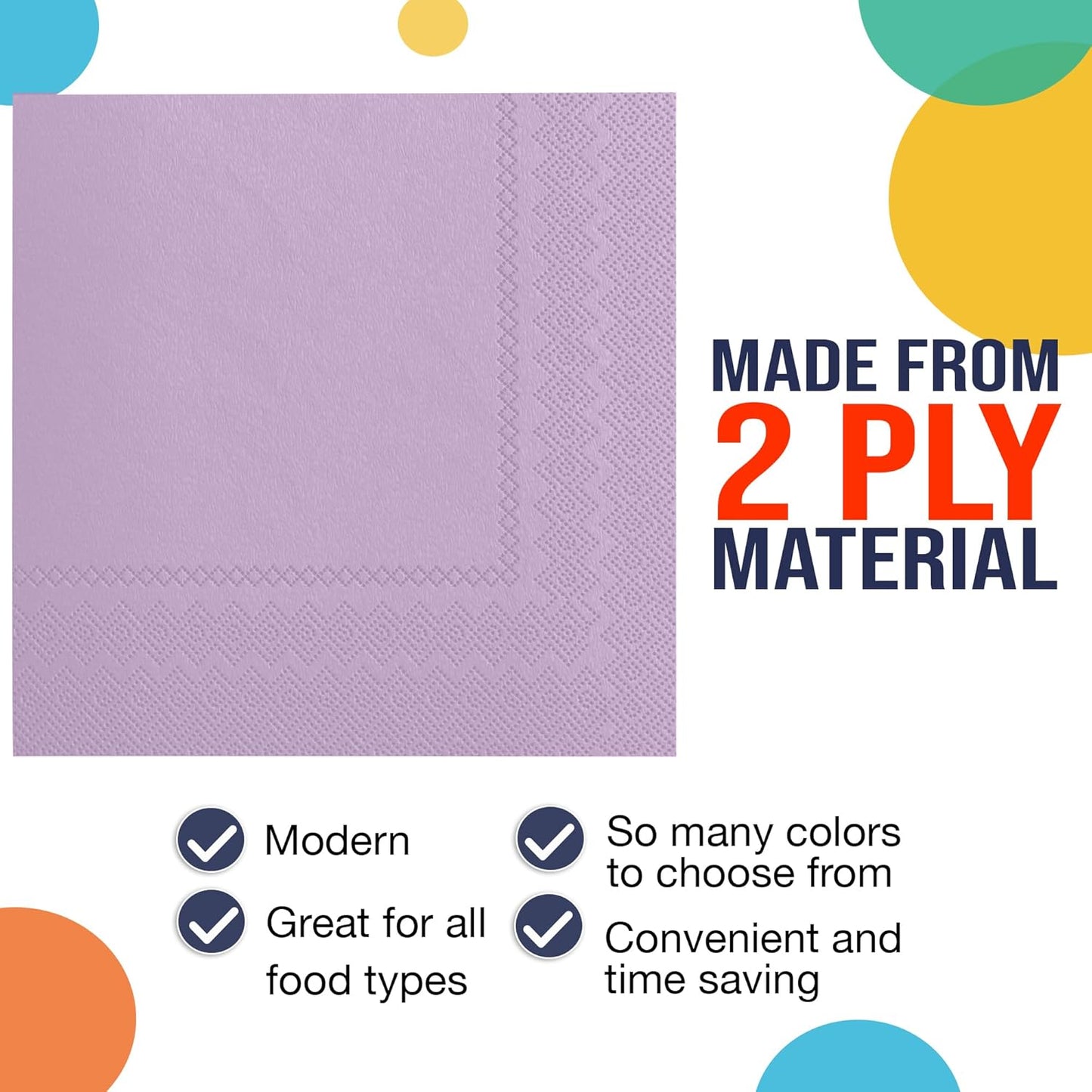 Party Solids Purple Paper Napkins Disposable Everyday 50 Pcs 2 Ply Purple Dinner Napkins Paper Everyday For Parties & Party Supplies