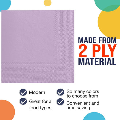 Party Solids Purple Paper Napkins Disposable Everyday 50 Pcs 2 Ply Purple Dinner Napkins Paper Everyday For Parties & Party Supplies