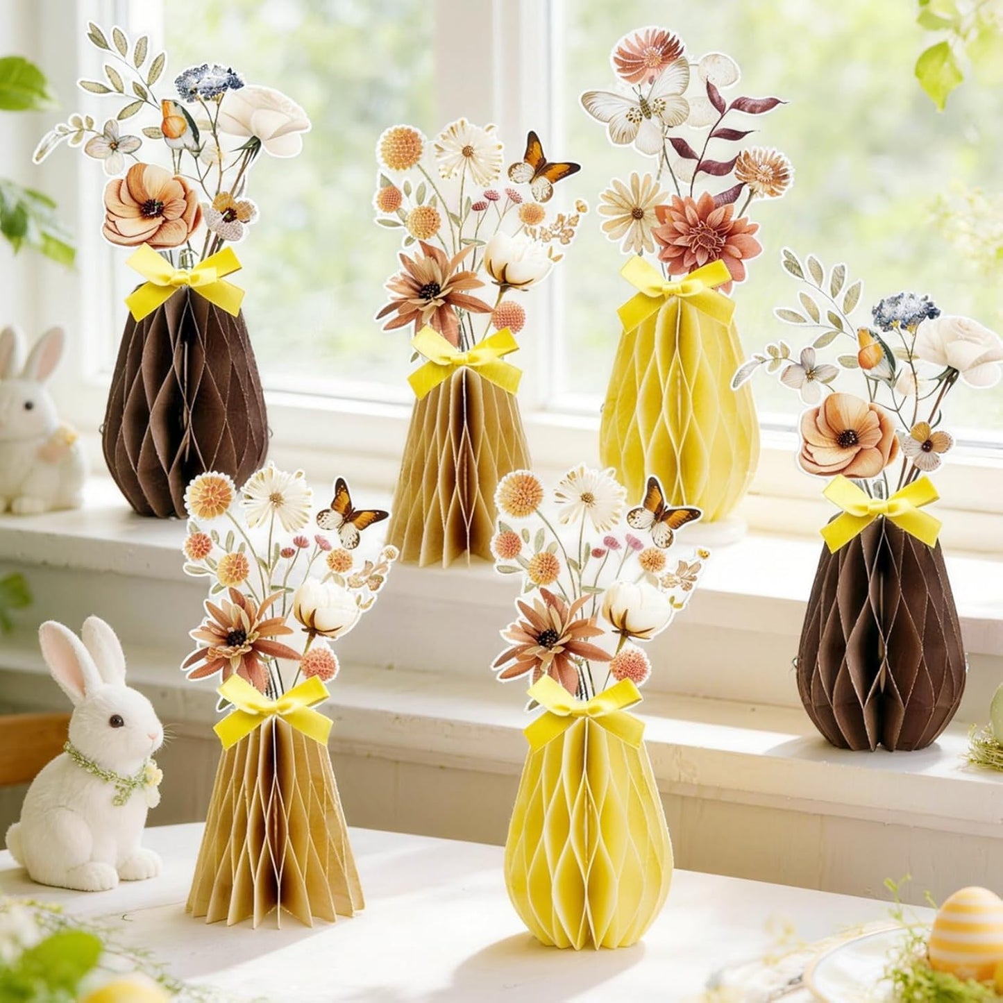 SUNBEAUTY 9PCS Spring Wildflower Party Decorations Wild Flowers Honeycomb Centerpieces for Tables Wildflower Birthday Spring Flower Theme Party Decorations for Garden Baby Shower, Easter, Mothers Day