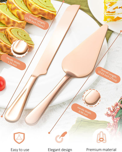 13-Inch Premium Cake Cutting Set for wedding，Exquisite Cake Knife and Server Set with Serrated Design, Ideal for Pastries, Pies, and Desserts (Silver)