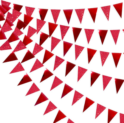 30Ft Navy Blue Gold and Beige Party Decorations Royal Blue Gold Triangle Flag Pennant Banner Bunting for Graduation Birthday Wedding Bridal Shower Nautical Ahoy Achor Theme Party Decorations Supplies