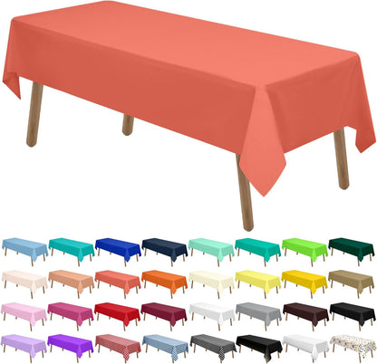 PARTY ULYJA White Plastic Tablecloths 2 Pack Disposable Table Covers 54 x 108 Inch Bridal Shower PEVA Vinyl Table Cloths for Picnic Birthday Wedding Banquet Parties 8 ft Rectangle Table Use