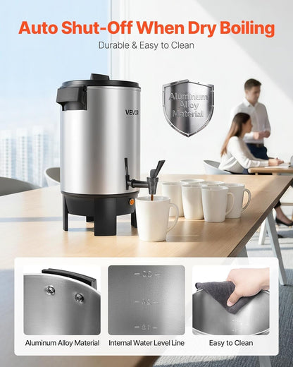 VEVOR Commercial Coffee Urn, 60 Cup 9 L Hot Beverage Dispenser with Dripless Faucet, Quick-Brewing Stainless Steel Large Commercial Coffee Maker, for Catering, Business, Party, Church & Restaurant
