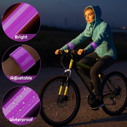 20 Pcs Reflector Snap Bands Fluorescent Slap Armbands High Visibility Slap Reflector Strips Safety Bands for Children Adults Boys and Girls When Cycling Running Hiking Jogging
