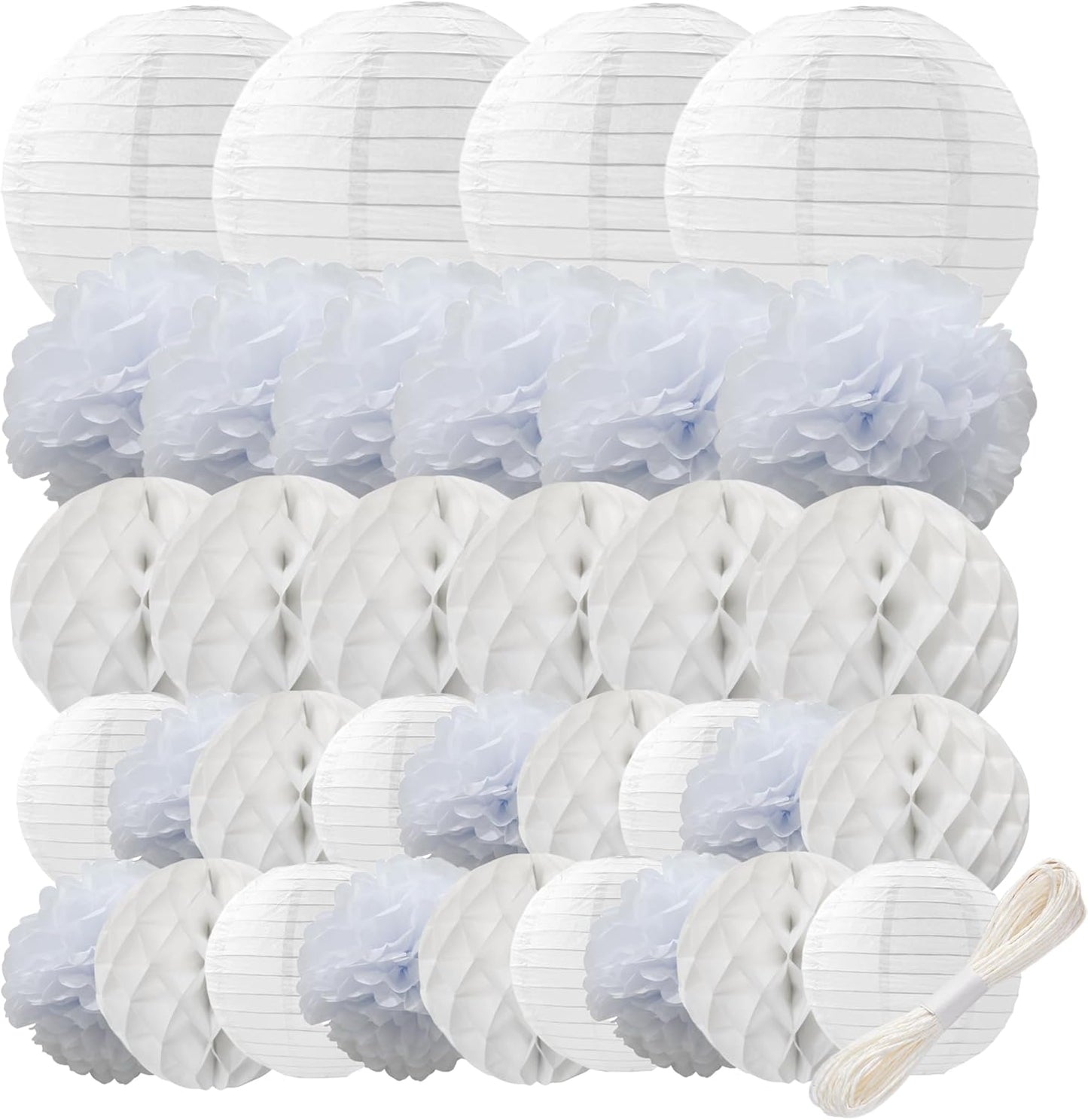 WOLHOWLTD Mermaid Theme Paper Decoration Set - 33 Pcs Paper Lanterns, Pompoms, Honeycomb Decorations for Mermaid Theme, Baby Shower,Wedding Rainbow Birthday Party Home Decoration(Pink Blue Purple)