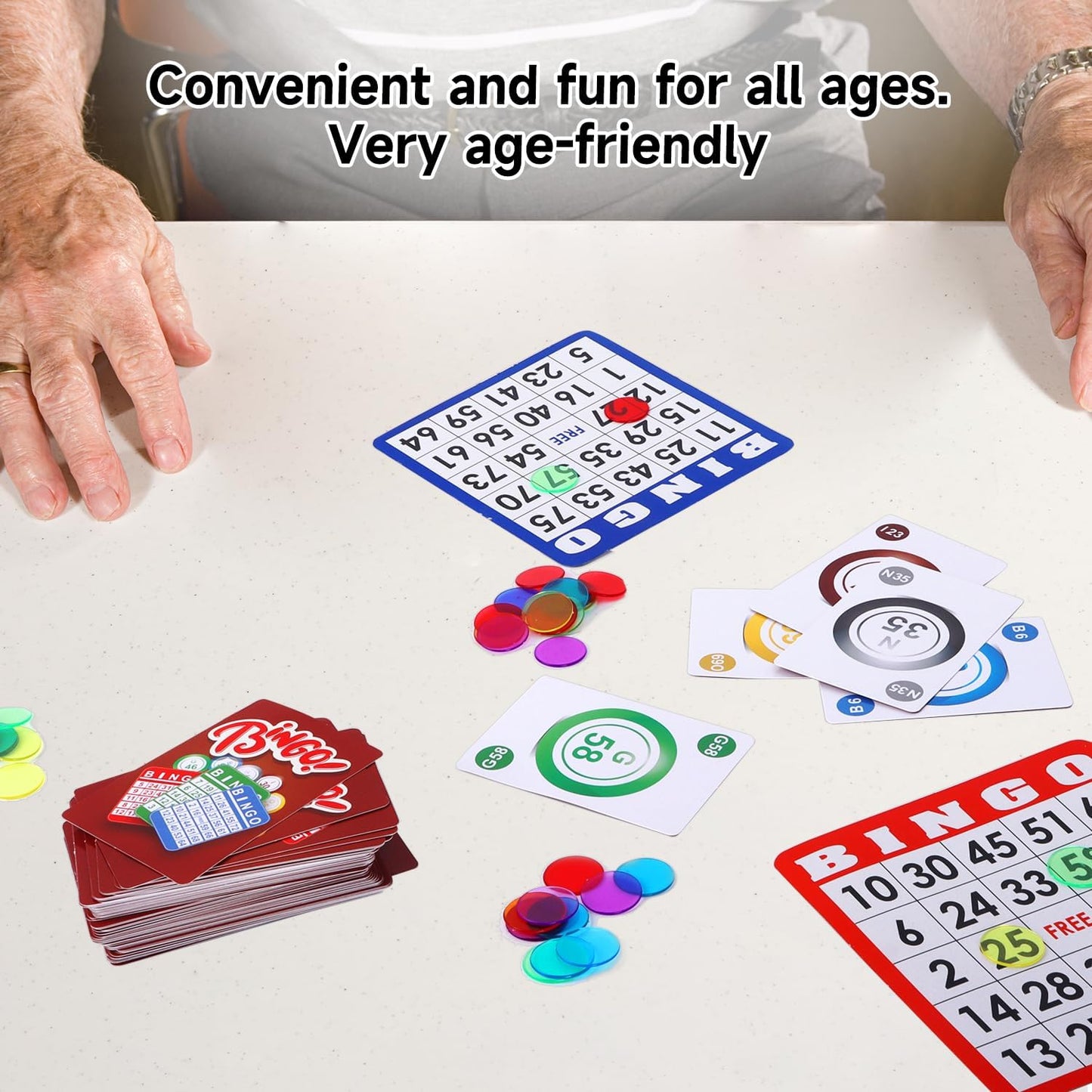 GSE Games & Sports Expert Complete Bingo Game Set with 50 Bingo Cards, 500 Chips, Calling Cards Deck, Party Fun Game for Adults, Seniors, Family Gatherings, Classroom Activities, Large Groups