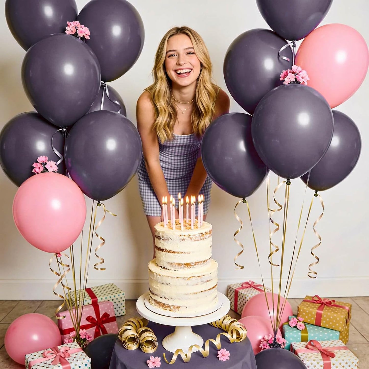 110pcs Black Balloon 12 inch, Black Latex Balloons for Birthday Party Baby Shower Wedding(with 2 Ribbons). - Colors A