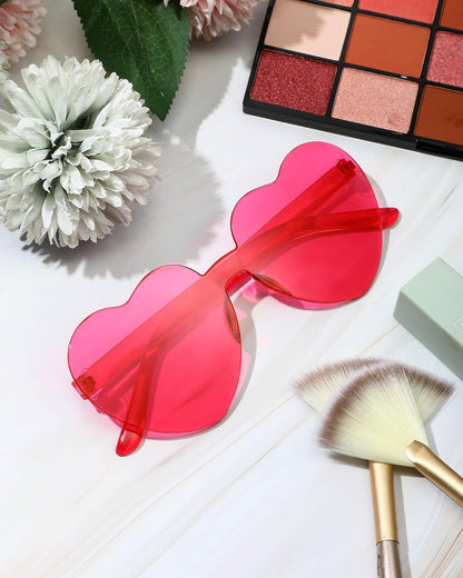 Frienda 20 Pairs Heart Shaped Sunglasses Rimless Candy Color Glasses for Women Men Party Favor