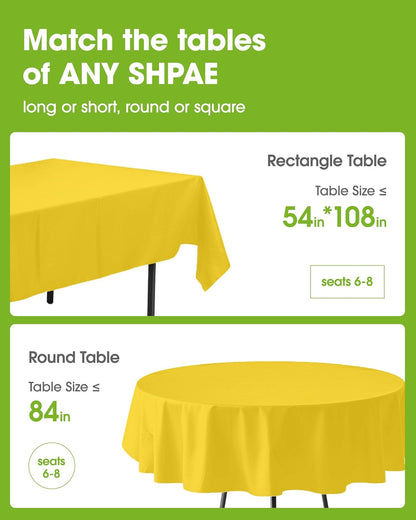 Pureegg Plastic Table Cloth Disposable 6 Pack, 54 x 108 Inch Table Cloths, Party, Picnic, Wedding, Decorative Tablecloths, Rectangle, White Plastic Cover, Waterproof, White