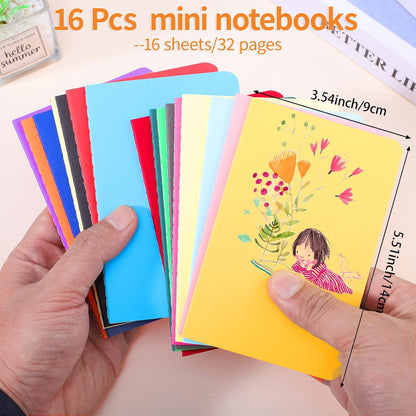 BESARME 16 Pack Mini Notebooks Bulk, A6 Small Lined Pocket Notebook End of Year Gifts for Students Elementary School Graduation Gifts for Kids Students School Supplies