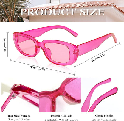 SUNOVELTIES 10 Pack Rectangle Sunglasses for Women Retro Narrow Square Glasses 90s Aesthetic Vintage Eyewear Uniex Adult
