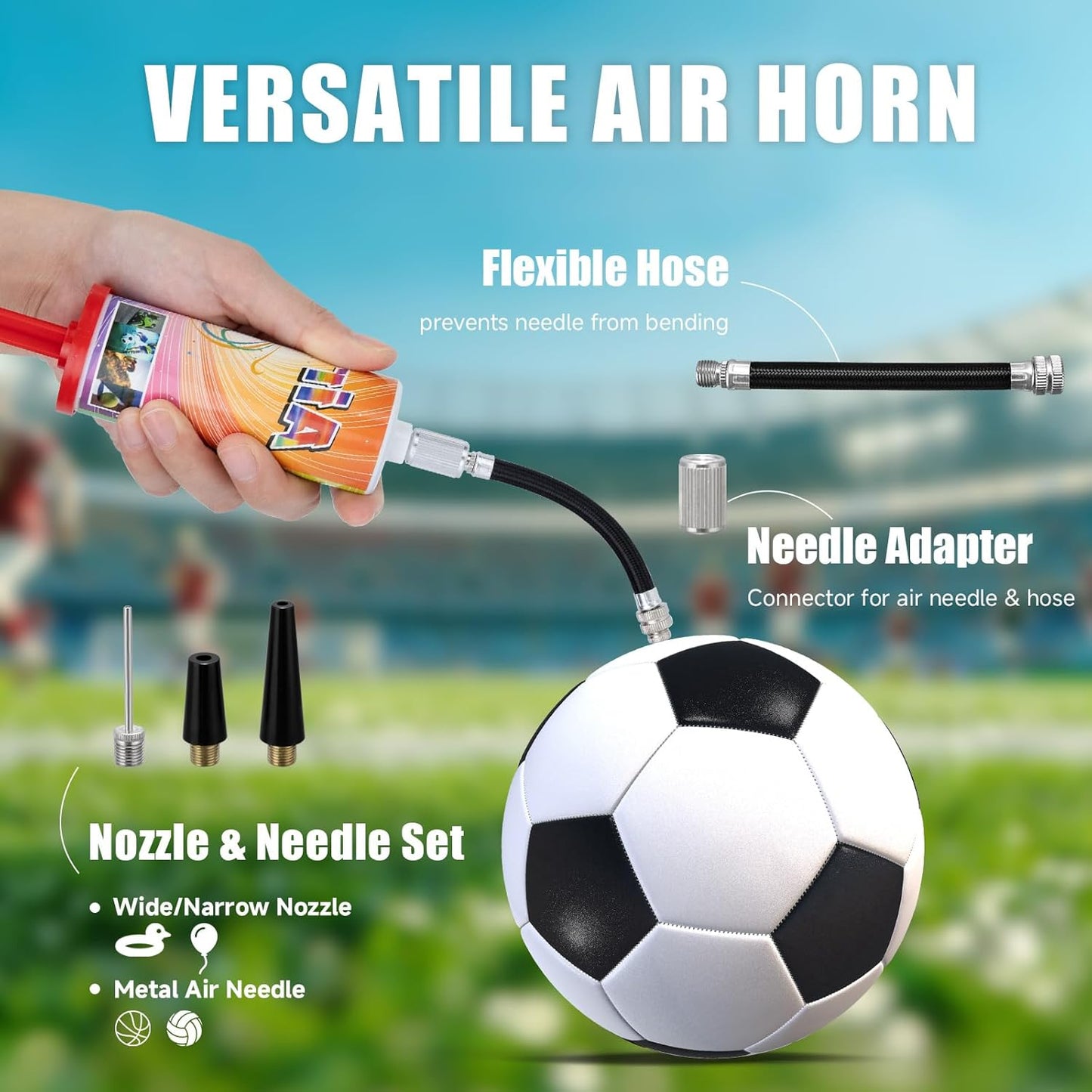 Noise Makers Prank Kit, Set of 2 Mini Air Horns, Loud Sound Non-Toxic Party Horns for Children, Fun Birthday Party Favors and Goodie Bag Fillers for Kids (Mini handheld air horn 2pcs)