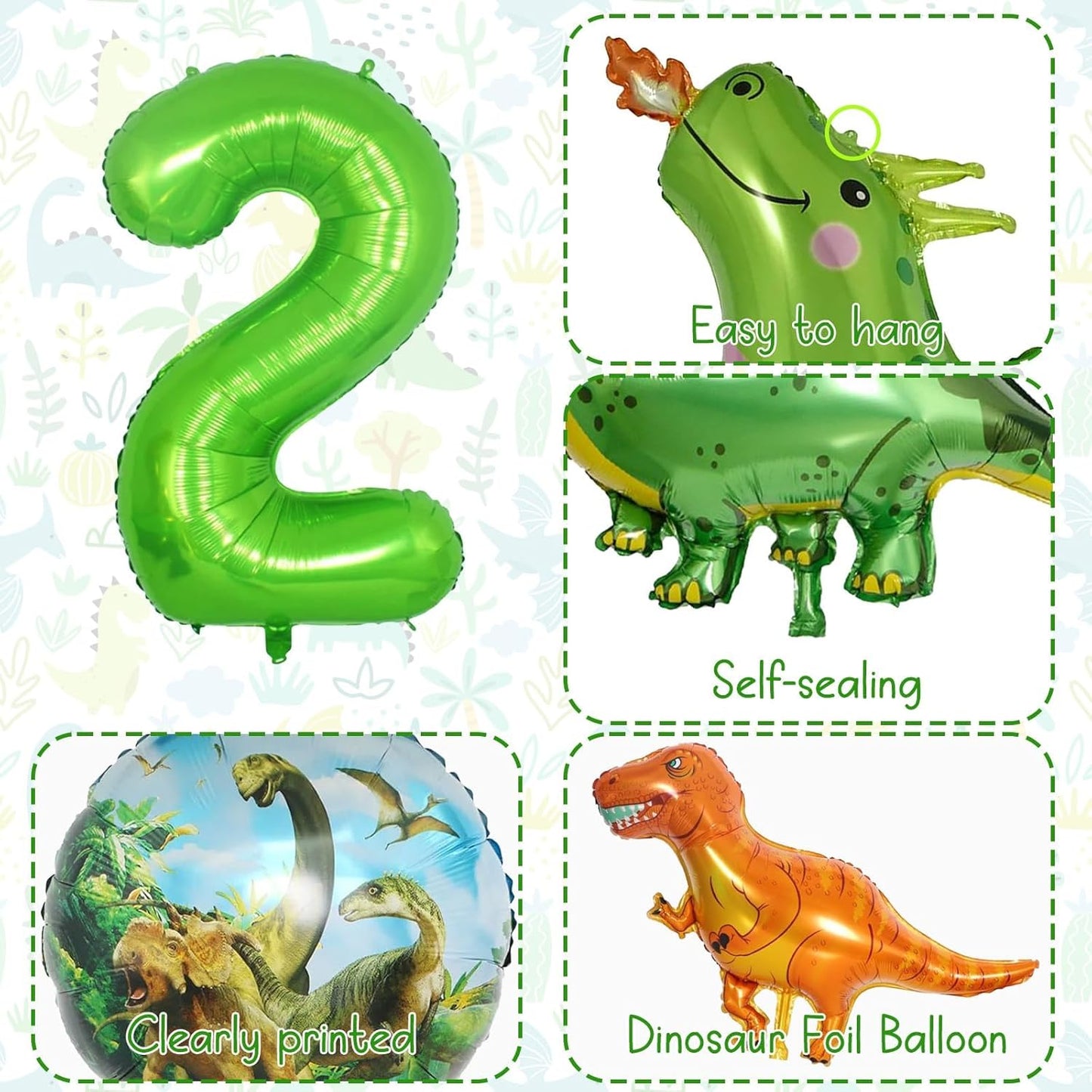 Dinosaur 5th Birthday Decorations, Dinosaur Birthday Party Decorations with Giant Inflatable Dinosaur Balloons 40 Inch Helium Foil Mylar Number 5 Balloons for Dinosaur Theme Birthday Party Decorations