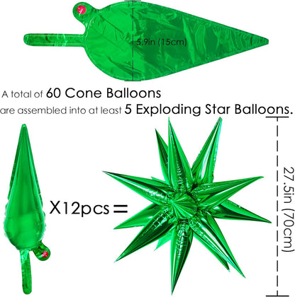 ZAKVOOR 60 Pcs Star Balloons 12 Spike Foil Explosion Party Decoration Balloons for Christmas New Year Eve Birthday (Silver)