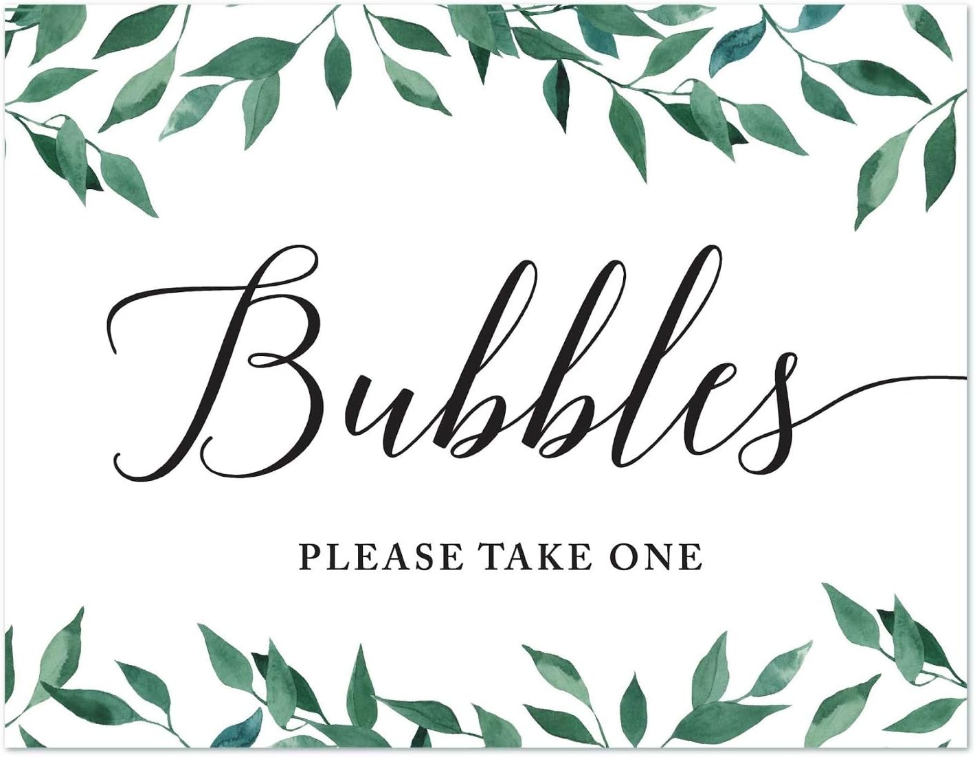 Andaz Press Wedding Party Signs, Natural Greenery Green Leaves, 8.5x11-inch, Bridal Shower Scavenger Hunt, 1-Pack - Colors D