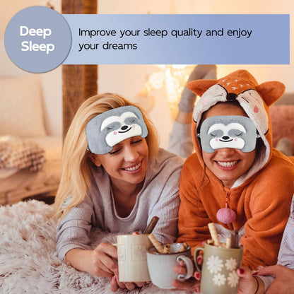 Christmas Reindeer Sleep Mask Cute Antler Eye Masks Sleeping Soft Plush Cartoon Blindfold Funny Animal Eye Cover Xmas Presents for Women Men (Xmas Reindeer,Brown)