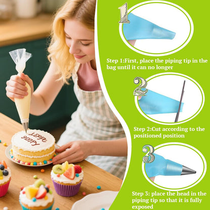 Suuker Round Piping Tips Set, Seamless Stainless Steel Icing Tips Cupcake Frosting Nozzles Small Cake Decorating Tip, Cake Writing Tool for Easy Cake Cupcake Dessert Cookies Decorating, 6 Pieces