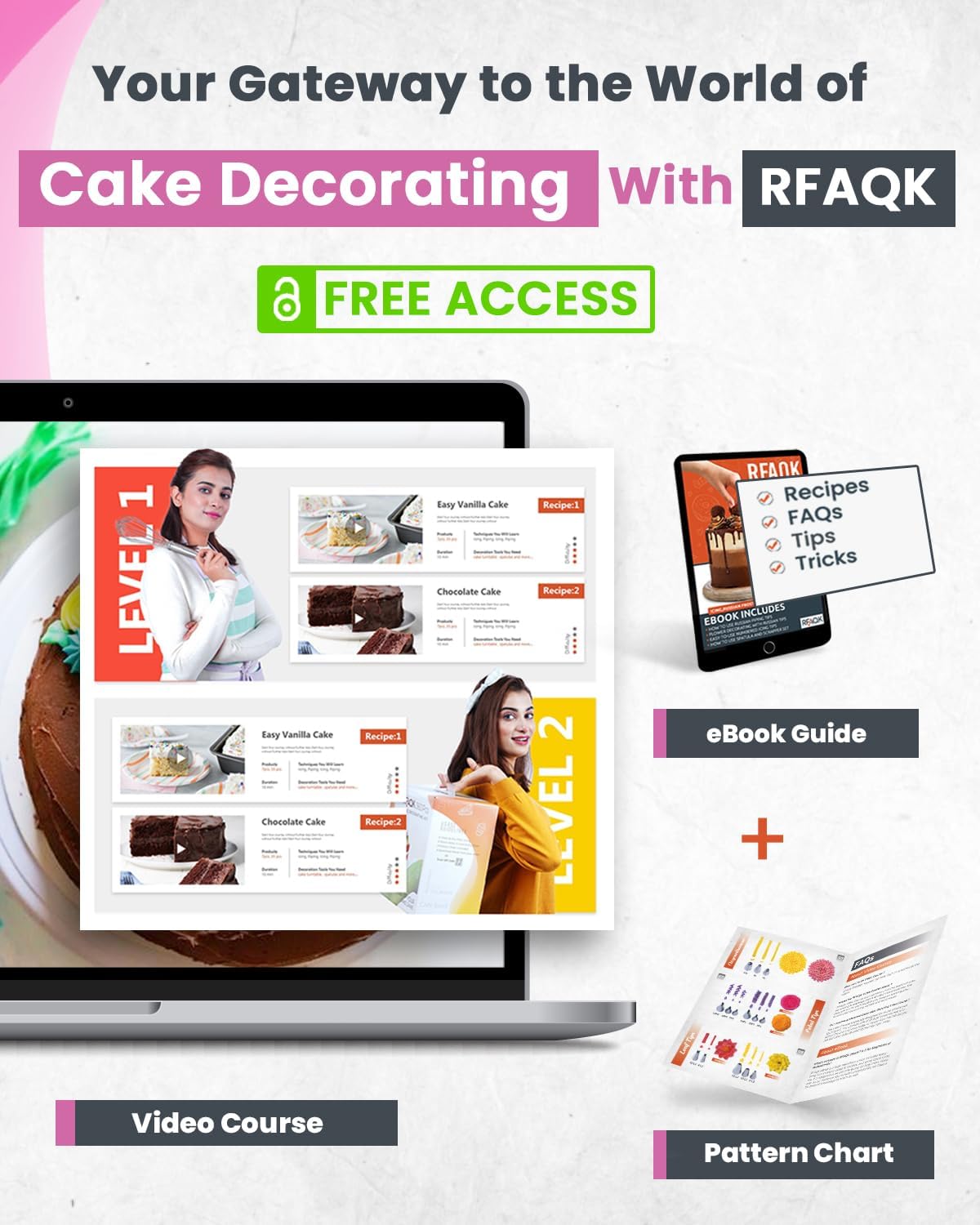 RFAQK 74 PCs Icing Piping Bags and Tips Set, Cake Decorating Kit with 48-Numbered Piping Tips, Anti Burst Pastry Bags for Cookie Cupcake Cake Decoration, Cake Decorating Tips Set with Booklet & E-book