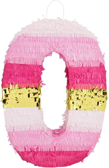 Number 5 Pinata, Pink and Gold Foil for Girls 5th Birthday Party Decorations (Small, 16.5 x 11.6 x 3 In)