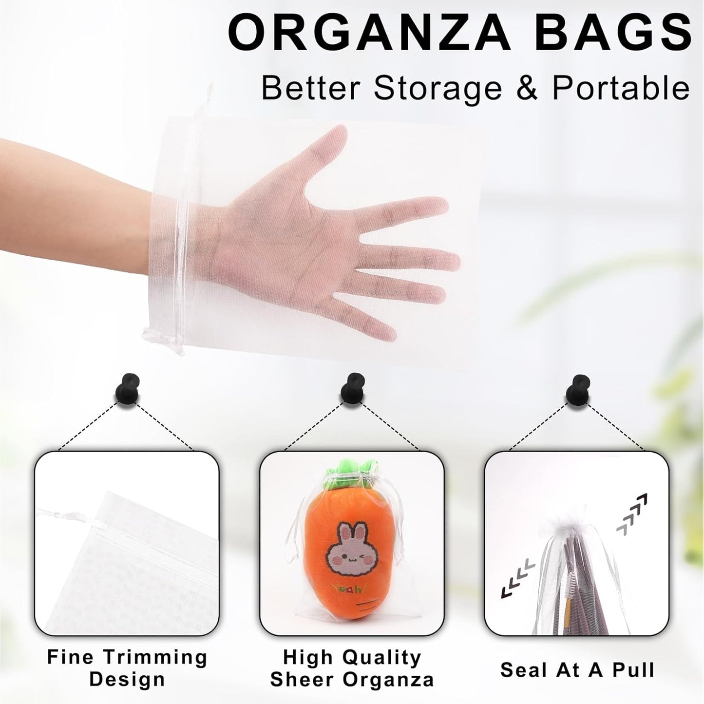 ANZNKU 50PCS Organza Bags 6x9 Large White Gift Bags for Candy Goodie Sachet Jewelry, Mesh Bag Drawstring Sheer Packaging Pouches for Wedding Favors Mother's Day Birthday Party Baby & Bridal Shower