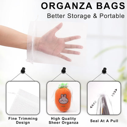 ANZNKU 50PCS Organza Bags 6x9 Large White Gift Bags for Candy Goodie Sachet Jewelry, Mesh Bag Drawstring Sheer Packaging Pouches for Wedding Favors Mother's Day Birthday Party Baby & Bridal Shower