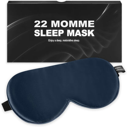 Silk Eye Mask with Adjustable Strap, Satin Blackout Sleeping Mask for Men&Women, Comfortable Blindfold Eyeshade for Night Sleep(Blue)