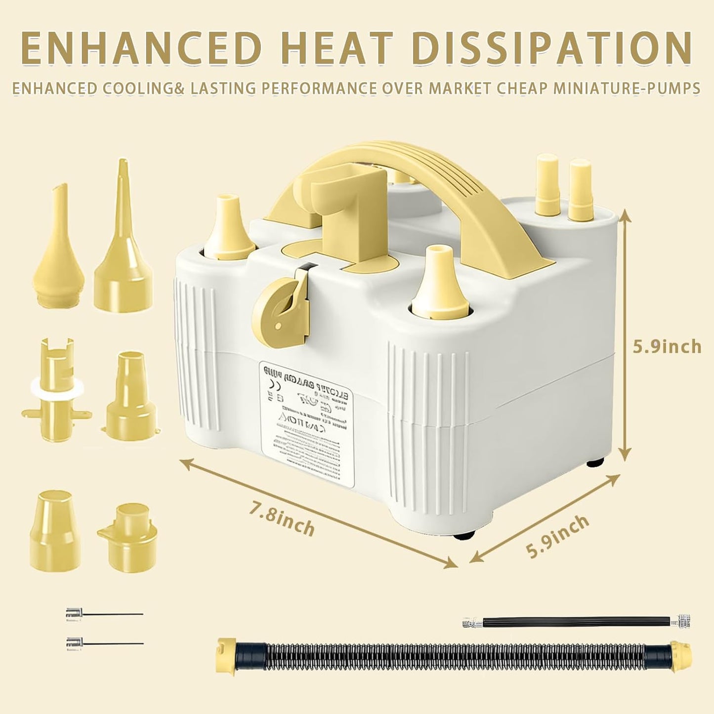 4-in-1 Electric Balloon Pump for All Balloons, Inflatables, and Sports Balls, Portable High Power Triple Inflating Ports for Latex Foil 260q Mylar Balloon