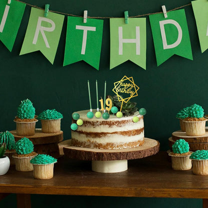 Yerliker 34 Pcs Happy Birthday Cake Toppers Decorations Birthday Candles DIY Cake Decor for Men Women Wedding Anniversary(Gold)