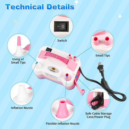 Electric Balloon Pump, Portable Electric Balloon Blower Machine Balloon Air Pump Dual Nozzle 110V 600W Balloon Inflator for Party Decorations
