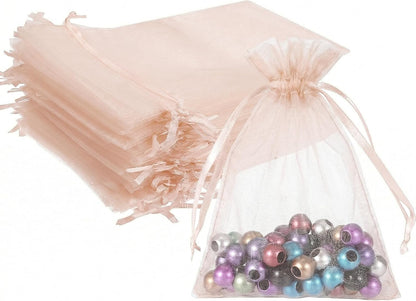 Wudygirl 100pcs 5X7 Inches White Organza Bags Christmas Drawstring Pouches Party Wedding Favor Bags Goodie bags(White 5x7)