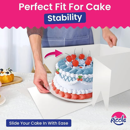 RICCLE 15pcs Cake Boxes, 10x10x8 Inches Tall Cake Box with Window, Large White Bakery Boxes, Baking Boxes, Square Cardboard Cake Box for Multi-Layer Cakes, Cake Decorating Supplies, Valentines Day
