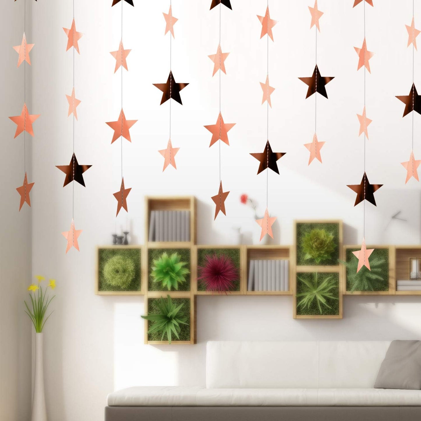 Patelai Glitter Star Garland Banner 2026 Graduation Decor 130 Feet Star Hanging Banner Twinkle Backdrop for Party Birthday Classroom Wedding Supplies(Gold)
