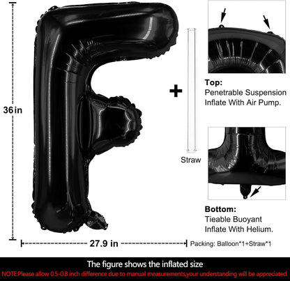Lovoir 40 Inch Large Black Letter A Balloons Big Size Jumbo Mylar Foil Helium Balloon for Birthday Party Celebration Decorations Alphabet Black A