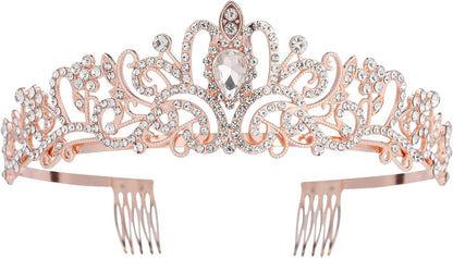 Crystal Tiara Crowns For Women Girls Princess Elegant Crown with Combs Women's Headbands Bridal Wedding Prom Birthday Party