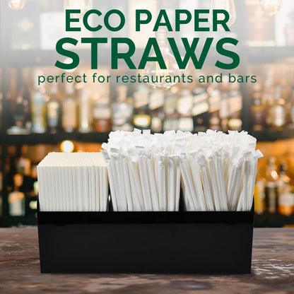 Black Paper Straws 1000 Count - 7.75" x 0.24", 100% Biodegradable & Compostable, Disposable Drinking Straws Bulk - Cocktail, Bars, Restaurants