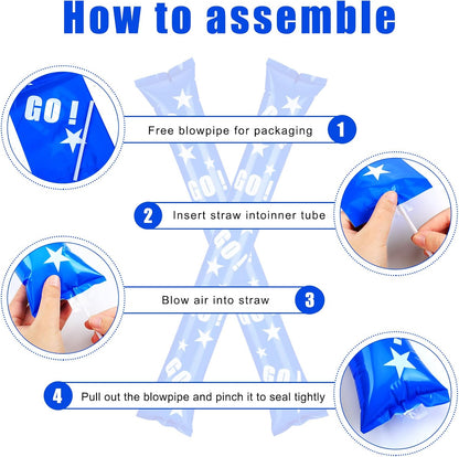 Hungdao 100 Pcs Thunder Sticks Spirit Boom Sticks Cheerleading Football Noise Makers Inflatable Noisemakers for Party Dance Basketball Sporting Event