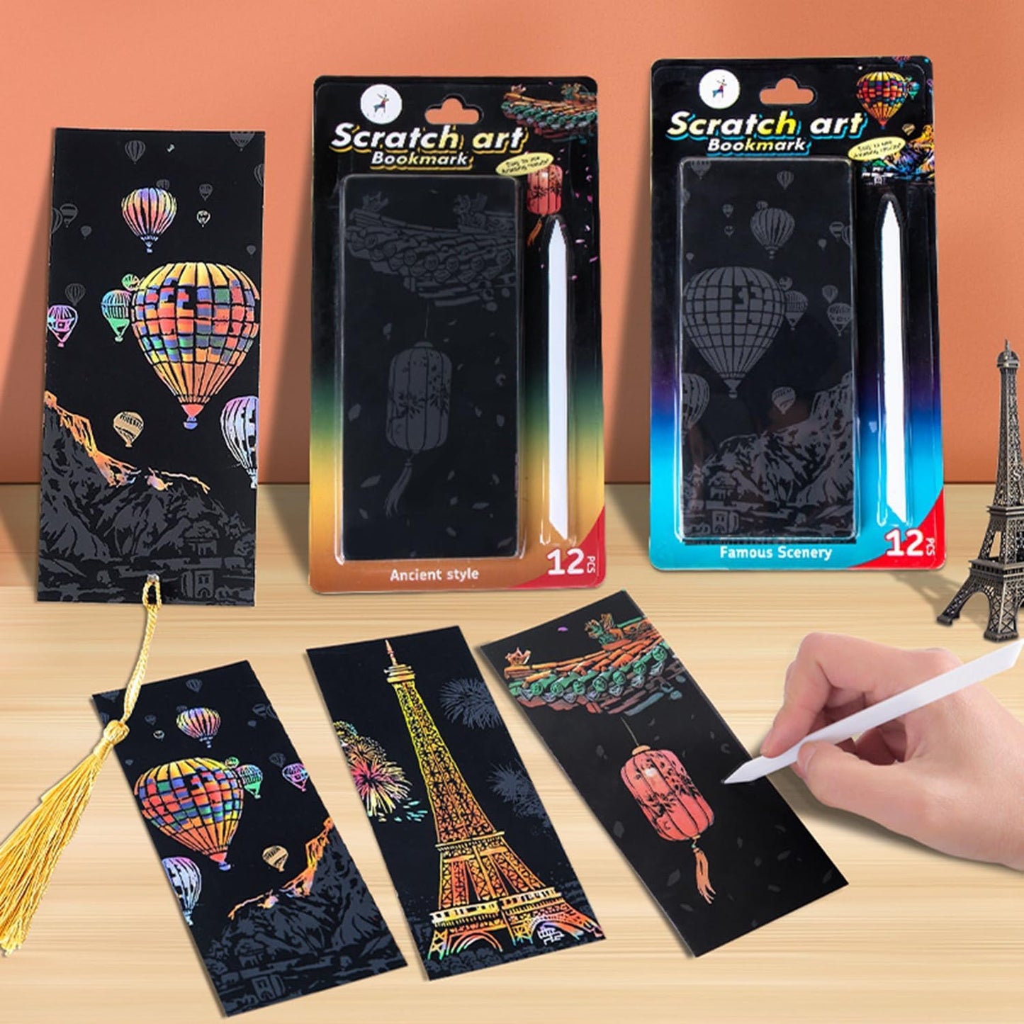 Georgie Porgy Scratch Paper Art Set for Kids Adults Magic Rainbow Scratchboards for DIY Arts and Crafts Kits Christmas Birthday Gift with Scratching Tools Kit (A4-Noctilucent Whale + Sea World)