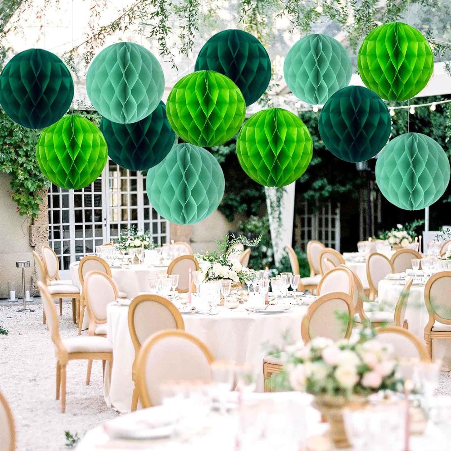 Rainbow Paper Honeycomb Balls,6 and 10 inch Hanging Tissue Pompoms,12 Pack Party Decorations