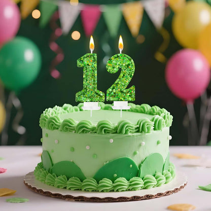 Birthday Number Candles, Glitter Number Candle Cake Decorations with Sequins, Cupcake Decorations for Girls, Women, Party Anniversary Celebrations (Number 6, Purple)