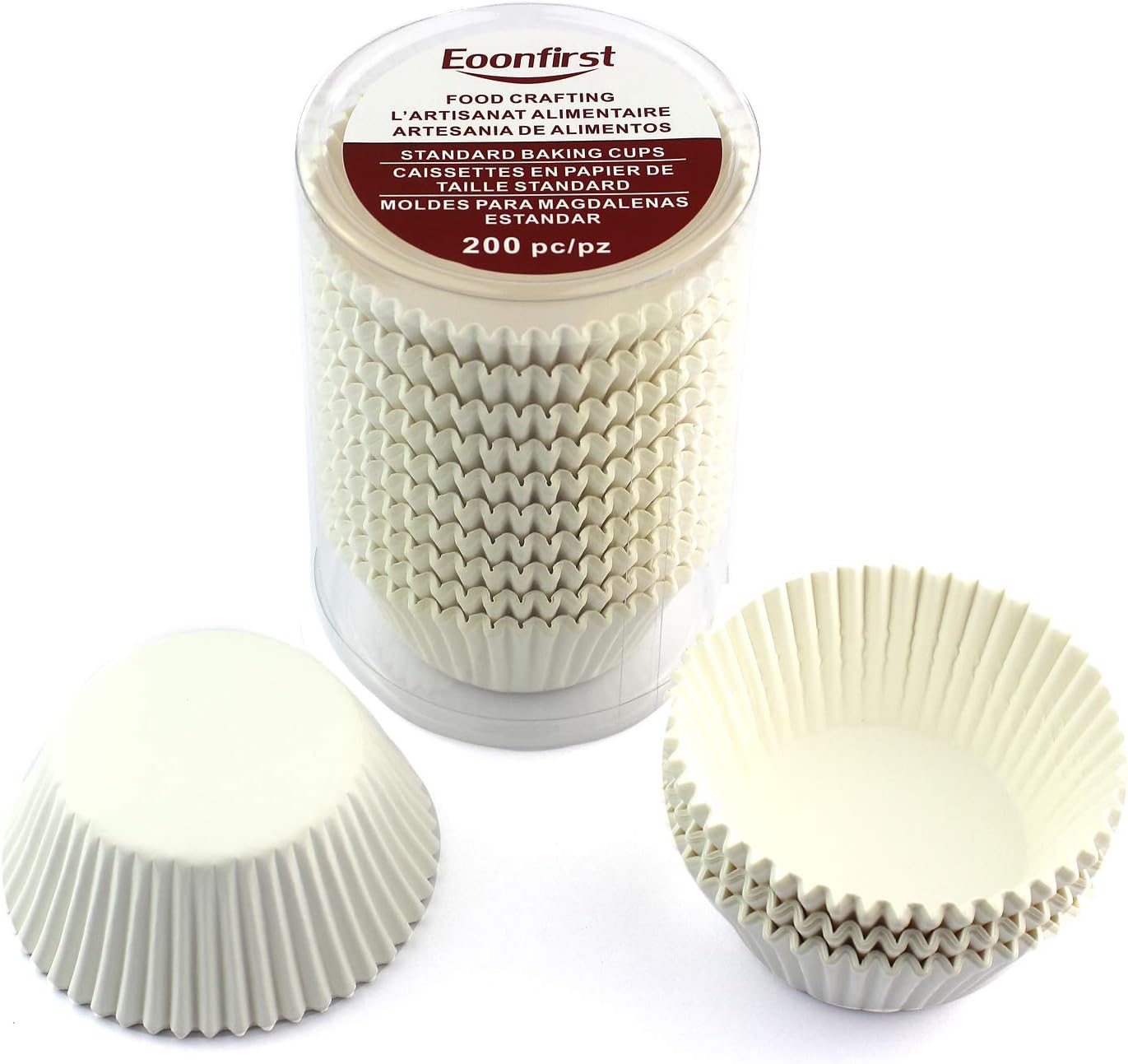 Standard Size Baking Cups Food-Grade Greaseproof Paper Cupcake Liners 200 Pcs (Natural)