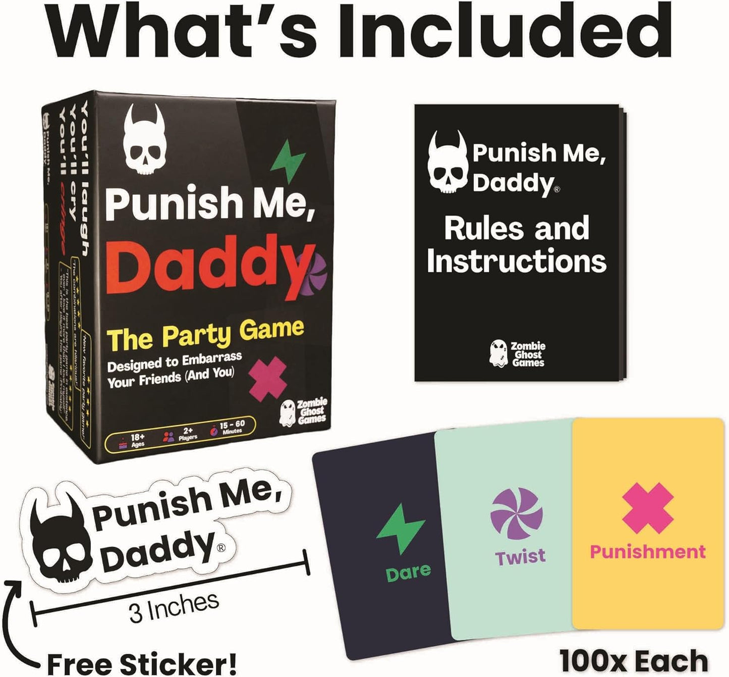 Punish Me, Daddy Zombie Ghost Games Card Game for Adults - Fun Inappropriate Party Game for Game Night Groups, Parties, Birthdays, Bachelor/Bachelorette Parties - Dirty NSFW Drinking Game Gift - 18+