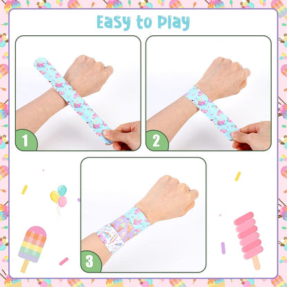 Serencatcher 48pcs Slap Bracelets Party Favors for Birthday Baby Shower Party Supplies Gifts