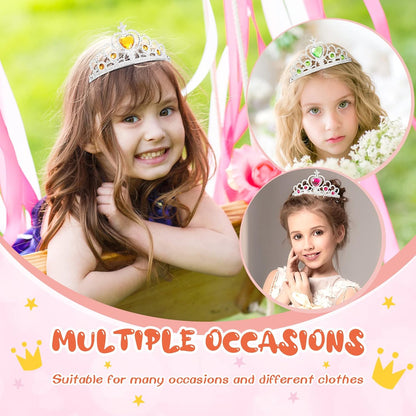 Zhanmai 24 Pcs Tiara Crown Set Princess Crown for Girls Plastic Tiaras Dress up Costume Party Favor Accessories Kid Birthday (Bright Colors)