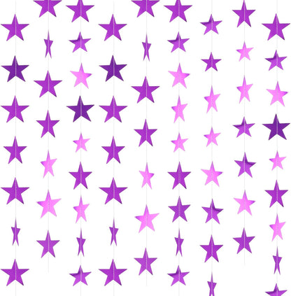 Spakon 65 Feet Glitter Star Paper Garland Banner Hanging Decoration Star Streamers Double Side 2026 Graduation Decorations for Wedding Birthday Festival New Year Party Decoration (Gold)