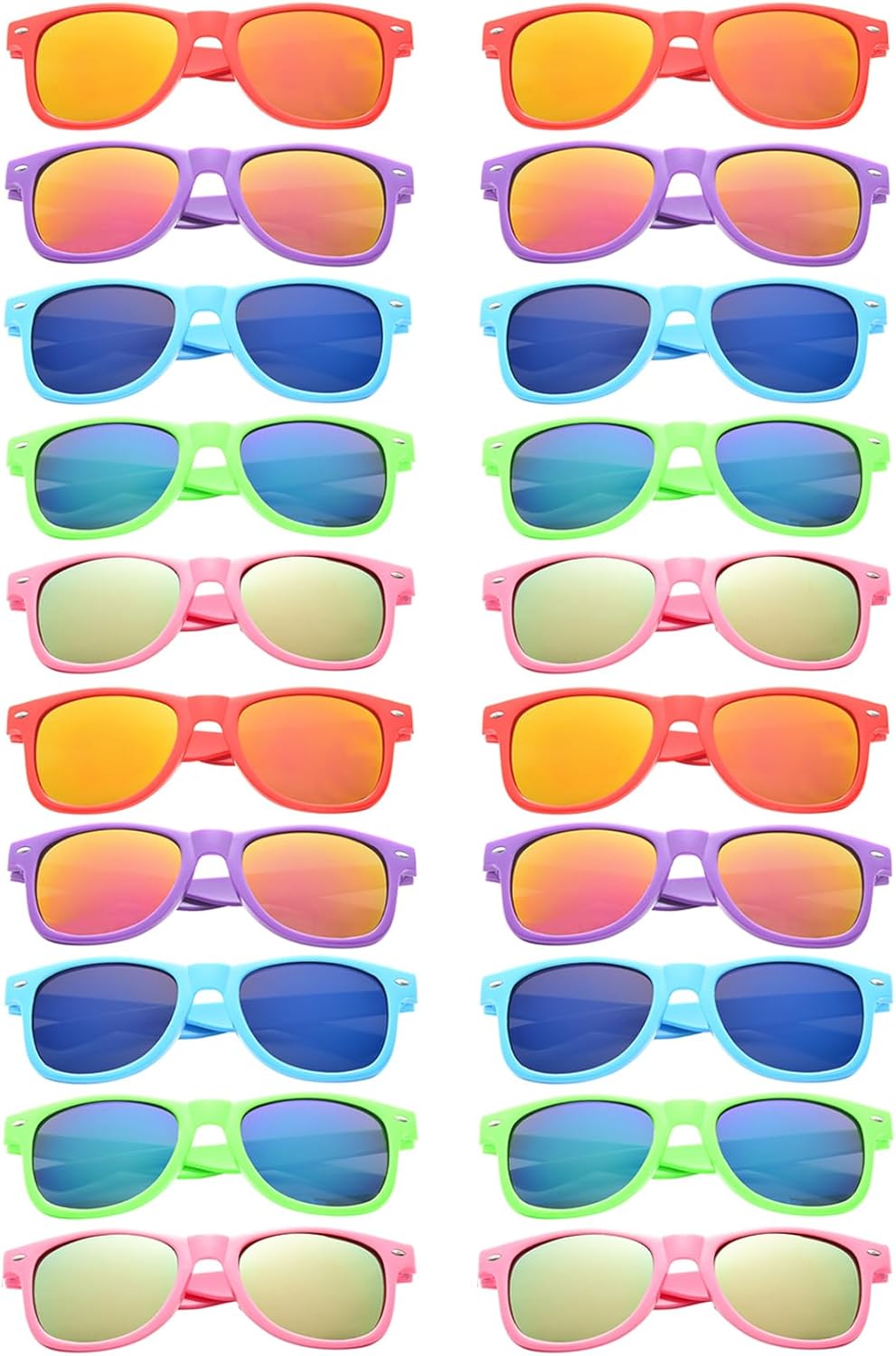 20 Pairs Bulk Sunglasses for Adult Retro 70s 90s Cheap Glasses (Black)