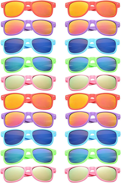 20 Pairs Bulk Sunglasses for Adult Retro 70s 90s Cheap Glasses (Black)